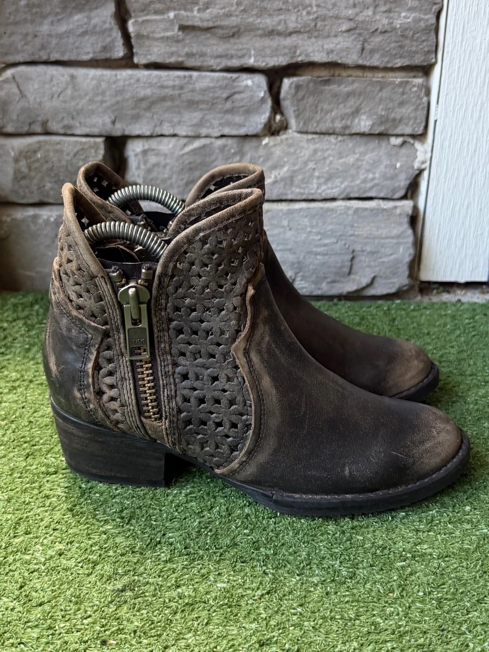 Circle G by Corral Distressed Brown Cutout Shortie Women’s Ankle Boots